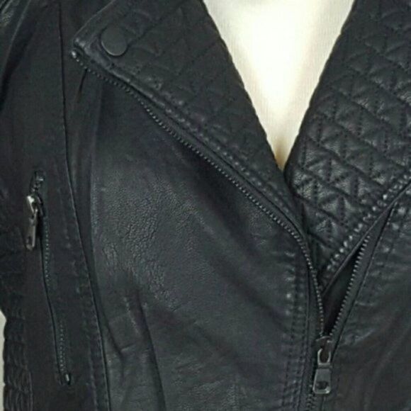 CI SONO Vegan Leather Motto Jacket With Detailed Texture Zip Up Biker - Picture 3 of 6